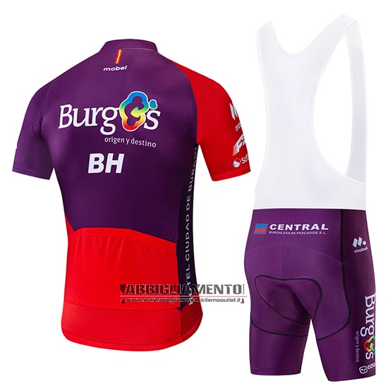 Abbigliamento Burgos BH 2019 Manica Corta e Pantaloncino Con Bretelle Viola Rosso - Clicca l'immagine per chiudere
